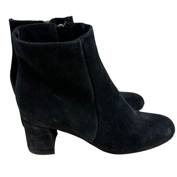 La Canadienne NWOB Joanie Black Side Zip Heeled Ankle Bootie Size 8M Suede - Picture 4 of 10